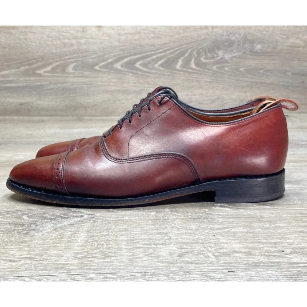 Allen Edmonds Fifth Avenue Mens 8.5 D Brown Leather Cap Toe Oxford Dress Shoes